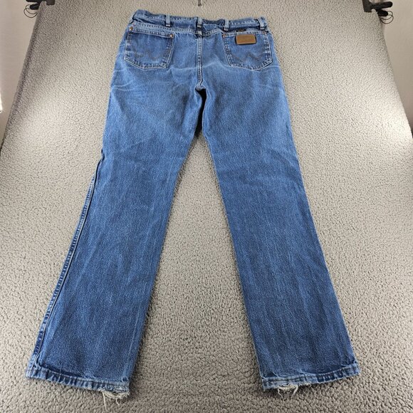 Wrangler Jeans Mens 38x34 Blue 936 Slim Fit Straight Leg Cowboy Cut Western - Picture 13 of 16